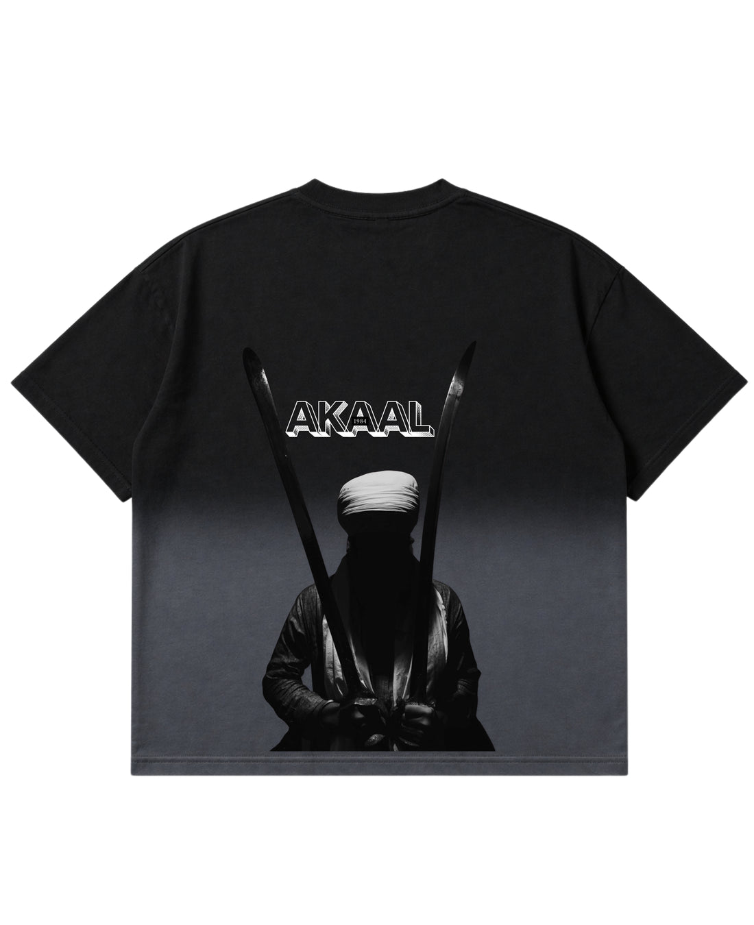 Black Ombré Wash Boxy Fit T-shirt Front Design
