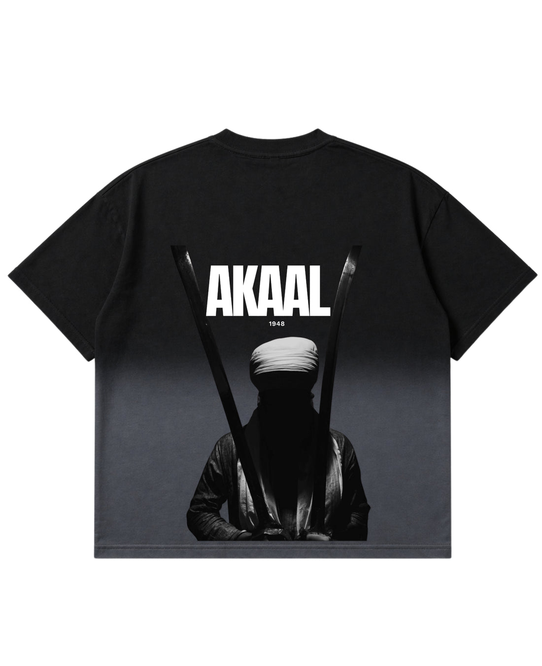 Black Ombré Wash Boxy Fit T-shirt Front Design