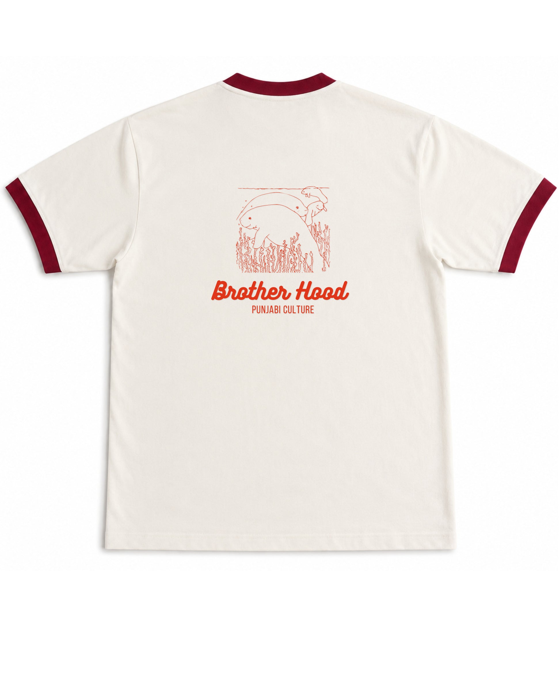 Off White & Maroon Ringer tee Back Design
