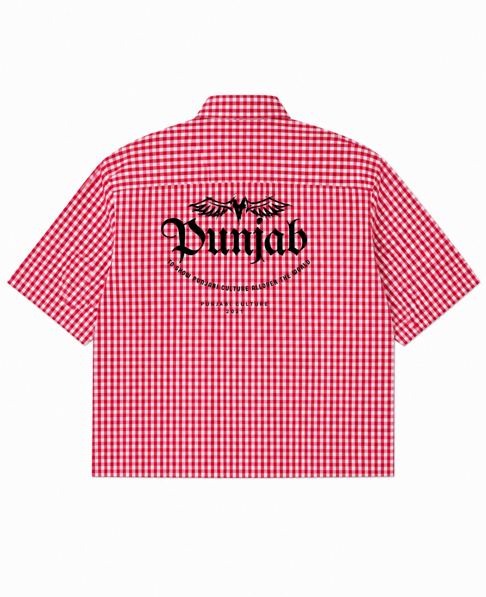 Red Picnic Oxford Boxy Shirt Back Design