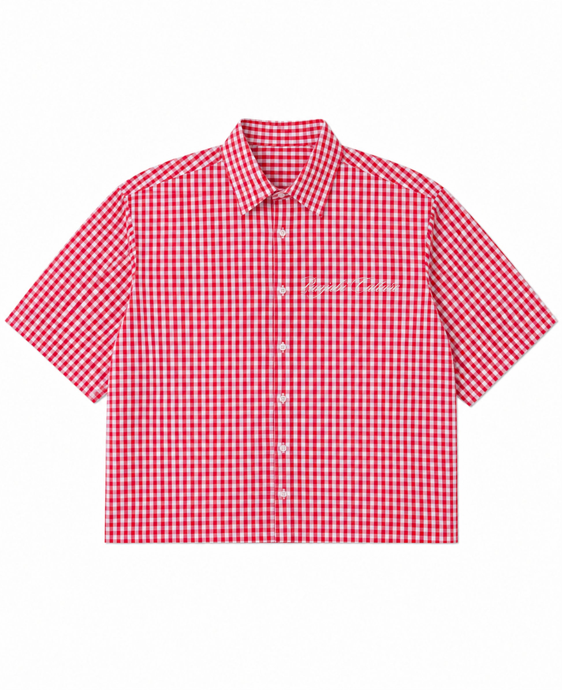 Red Picnic Oxford Boxy Shirt Front Design